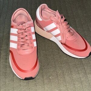 adidas Pink Women's Casual Running Sneakers with White Stripes
